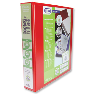 Elba Leverless Arch Binder PVC 2 Ring Size 40mm Red A4 Ref 400008955 [Pack 5]