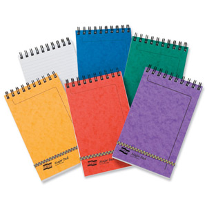 Europa Major Notepad Wirebound Elasticated Ruled 80gsm 300 Pages 202x127mm Assorted A Ref 4880Z [Pack 10]