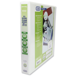Elba Panorama Presentation Binder PVC 3 Cover Pockets 4 D-Ring 25mm A4 White Ref 400001391 [Pack 10]