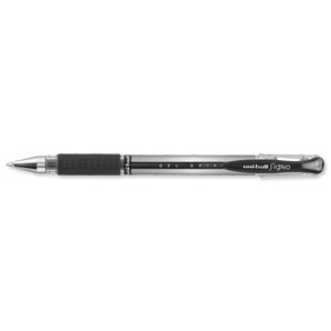 Uni-ball UM151S SigNo Gel Rollerball Comfort Grip 0.7mm Tip 0.5mm Line Black Ref UM151BLK [Pack 12]