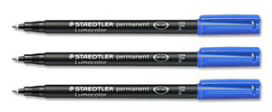 Staedtler 318 Lumocolor Pen Permanent Fine 0.6mm Blue Ref 318-3 [Pack 10]