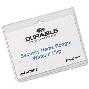 Durable Name Badges Security Without Clip W90x60mm Ref 813519 [Pack 20] Ident: 284A