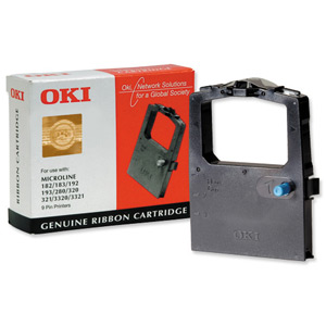 OKI Ribbon Cassette Fabric Nylon Black [for 100 300 Series-9 PIN-182 3-192 3-320 I-3320] Ref 09002303