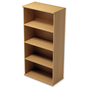 Trexus Medium Tall Bookcase with Adjustable Shelves and Floor-leveller Feet W800xD420xH1653mm Beech