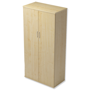 Trexus Medium Tall Cupboard with Adjustable Shelves and Floor-leveller Feet W800xD420xH1653mm Maple