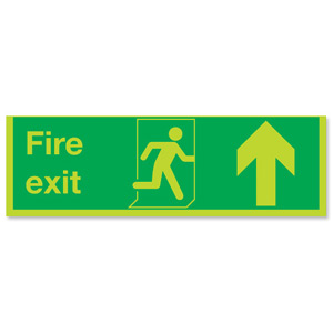 Stewart Superior Fire ExitSig Man and Arrow Straight Up 600x200mm Self-adhesive Vinyl Ref SP087SAV
