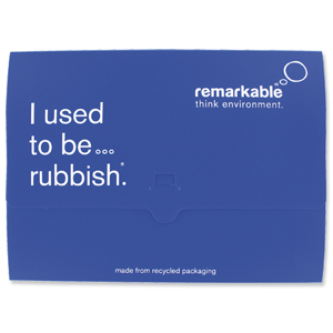 Remarkable Recycled Packaging Document Wallet Half Flap Capacity 27mm A4 Blue [Pack 10] Ident: 72X
