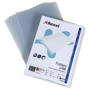 Rexel Superfine Folder Polypropylene Lightweight Cut Flush Copy-secure A4 Clear Ref 12175 [Pack 100]