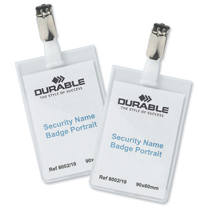 Durable Name Badges Security with Rotating Clip 90x60mm Ref 8002 [Pack 25] Ident: 284C