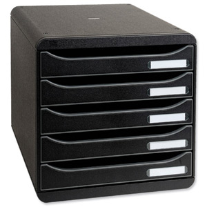 Multiform Big Box Plus Drawer Set Plastic 5 Drawers each H43mm A4plus Black Ref 309714D