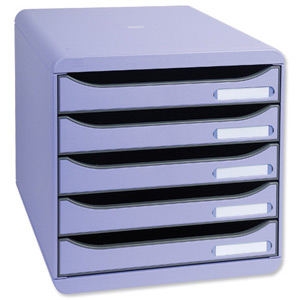 Multiform Big Box Plus Drawer Set Plastic 5 Drawers each H43mm A4plus Pale Violet Ref 309786D