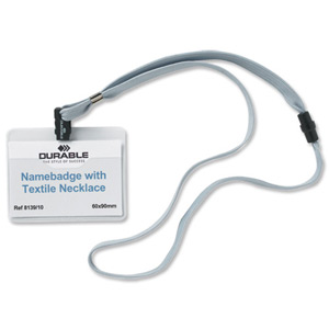Durable Name Badges with Textile Necklace with Safety Closure 440mm Grey Ref 8139-10 [Pack 10] Ident: 283B