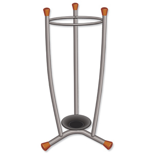 Umbrella Stand Removable Drip Tray Plated Steel Wood Trim 15 Umbrellas 1.1kg