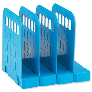 Avery Basics Book Rack Modular Interlocking Base 4 Sections W200xD183xH190mm Blue Ref 1136BLUE