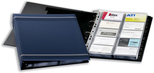 Durable Visifix Business Card Album 4 Ring A-Z Index Capacity 400 A4 Dark Blue Ref 2388-07