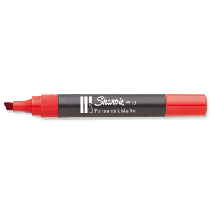 Sharpie W10 Permanent Marker Chisel Tip 1.2-5mm Line Red Ref S0192675 [Pack 12]