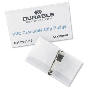 Durable Name Badges with Crocodile Clip 54x90mm Ref 8111 [Pack 25] Ident: 282F