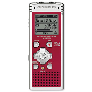 Olympus WS750M Voice Recorder USB PC 4GB 5 Folders x 200 Messages Red Ref WS-750M