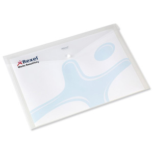 Rexel Popper Wallet Folder Polypropylene A4 Translucent White Ref 16129 [Pack 5]