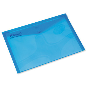 Rexel Popper Wallet Folder Polypropylene A4 Translucent Blue Ref 16129Bu [Pack 5]