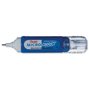 Pentel Micro Correct Correction Fluid Pen Needle Point Precision Tip 12ml Fine Ref ZL31-W [Pack 12]