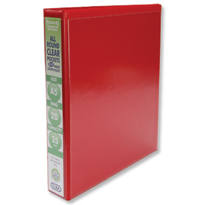 Elba Presentation Ring Binder PVC 2 D-Ring 25mm Capacity A5 Red Ref 400008670 [Pack 6]