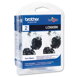 Brother Inkjet Cartridge Page Life 600pp Black Ref LC980BKBP2 [Pack 2]
