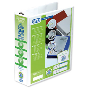 Elba Presentation Ring Binder PVC 4 D-Ring 65mm Capacity A4 White Ref 400008673 [Pack 4]