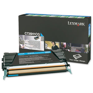 Lexmark Laser Toner Cartridge Page Life 10000pp Cyan Ref C736H1CG