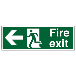 Stewart Superior Fire Exit Sign Man and Arrow Left 450x150mm Self-adhesive Vinyl Ref SP120SAV