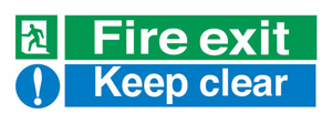 Stewart Superior Fire Exit Sign Keep Clear 450x150mm Self-adhesive Vinyl Ref SP126SAV
