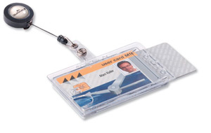 Durable Pass Badge Holder Dual Security Acrylic with Name Badge and 850mm Reel Ref 8224/19 [Pack 10] Ident: 284B