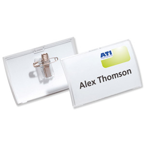 Durable Name Badge Click Fold Polypropylene Combi Clip and Insert 54x90mm Ref 8214/19 [Pack 25] Ident: 282J