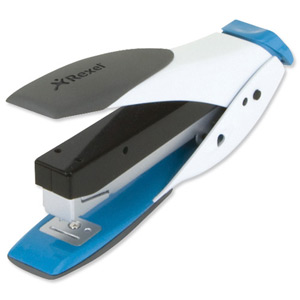 Rexel Easy Touch Stapler Flat Clinch Half Strip Capacity 30 Sheets White and Blue Ref 2102549