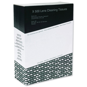 3M AOS Cleaning Tissue Sachet for Safety Clear Lens Anti-fog Anti-static Ref E-001-002 [Pack 500]