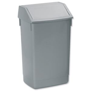 Flip Top Bin Composite Plastic 54 Litres Metallic