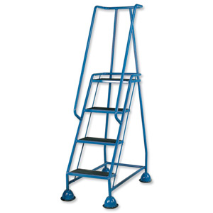 Barton Mobile Steps on Retractable Castors Double Handrails Four Tread W985xD580xH1725mm Ref LWHCS/4