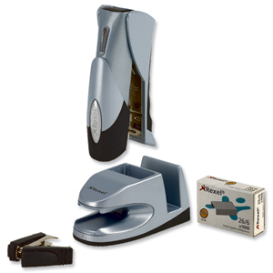 Rexel Gazelle Pod Dock Stapler Half-strip with No.56 Staples and Remover Silver and Black Ref 2101417
