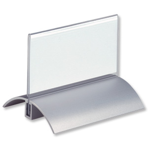 Durable Table Place Name Holder Acrylic with Inserts and Metal Base 52x100mm Clear Ref 8200/19 [Pack 2]