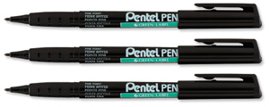 Pentel Permanent Marker Xylene/Toluene-free Fine Tipped 0.8mm Line Black Ref NMS50-A [Pack 12]