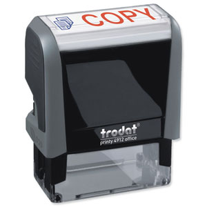 Trodat Office Printy Stamp Self-inking Copy 18x46mm Reinkable Red and Blue Ref 43241