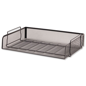 Osco Mesh Letter Tray Scratch-resistant Stackable Side-load Landscape Foolscap Black Ref LT-SSL B