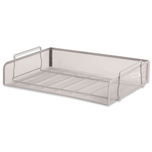 Osco Mesh Letter Tray Scratch-resistant Stackable Side-load Landscape Foolscap Silver Ref LT-SSL S