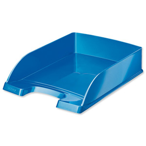 Leitz Plus WOW Letter Tray Stackable Glossy W245xD380xH70mm Metallic Blue Ref 52263036