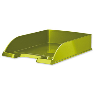 Leitz Plus WOW Letter Tray Stackable Glossy W245xD380xH70mm Metallic Green Ref 52263064