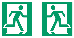 Stewart Superior Fire Exit Sign Man Left and Right 135x150mm Self-adhesive Vinyl Ref NS010