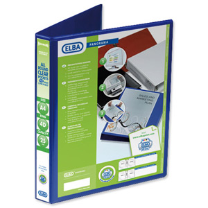 Elba Presentation Ring Binder PVC 4 D-Ring 25mm Capacity A4 Blue Ref 400008415 [Pack 6]