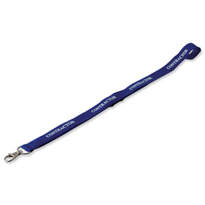 Durable Necklace Textile Printed 'Contractor' with Safety Closure Blue Ref 999107996 [Pack 10]