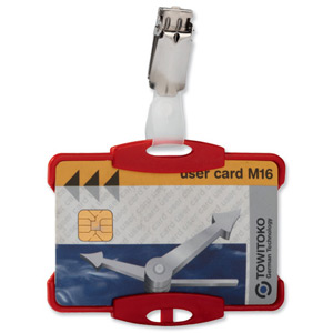 Durable Security Pass Badge Holder Acrylic 54x85mm Red Ref 811803 [Pack 25] Ident: 284B