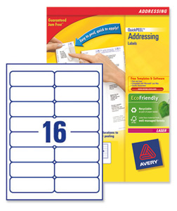 Avery Addressing Labels Laser Jam-free 16 per Sheet 99.1x33.9mm White Ref L7162-40 [640 Labels]